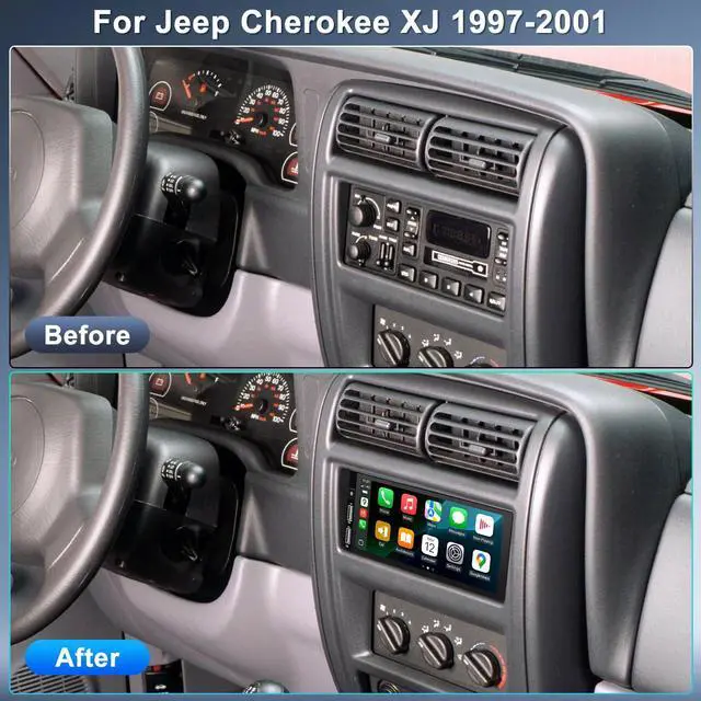 Alt view image 2 of 6 - Android 14 Car Stereo Radio for Jeep Cherokee XJ 1997-2001, 6.86'' Touch Screen Car Radio with Carplay Android Auto Bluetooth WiFi GPS SWC FM RDS DSP Mirror Link Split Screen MIC Backup Camera