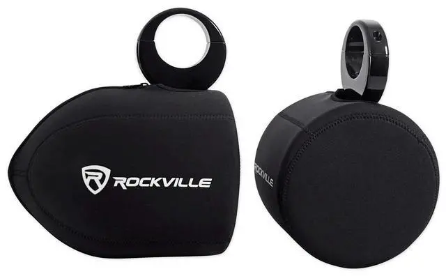 Alt view image 3 of 6 - RWB65B 6.5" Black Marine Wakeboard Tower Speaker Pair with Covers | 500W Peak / 300W RMS, 4 Ohm, 96dB, 1" Tweeters, 1.26"-2.05" Bar Fit, RWBC Neoprene Speaker Covers, Boat/ATV, 4-Items
