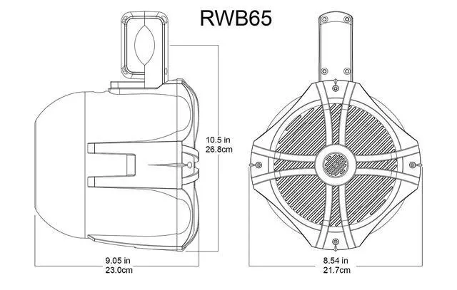 Alt view image 4 of 6 - RWB65B 6.5" Black Marine Wakeboard Tower Speaker Pair with Covers | 500W Peak / 300W RMS, 4 Ohm, 96dB, 1" Tweeters, 1.26"-2.05" Bar Fit, RWBC Neoprene Speaker Covers, Boat/ATV, 4-Items