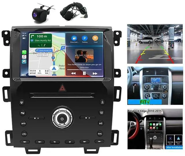 Main image of 9" Double Din Car Stereo Radio for Ford Edge 2010 2011 2012 2013 2014 2015, 2+64G Touch Screen Android 14 Car Radio Bluetooth with Wireless Carplay GPS Navi WiFi HiFi FM RDS AHD Backup Camera SWC