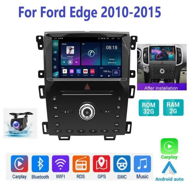 Alt view image 4 of 7 - 9" Double Din Car Stereo Radio for Ford Edge 2010 2011 2012 2013 2014 2015, 2+64G Touch Screen Android 14 Car Radio Bluetooth with Wireless Carplay GPS Navi WiFi HiFi FM RDS AHD Backup Camera SWC