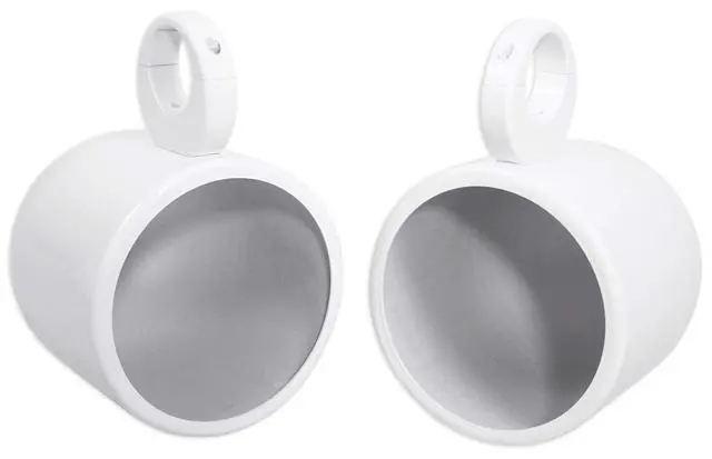 Alt view image 2 of 7 - MAC90W 8 in Aluminum Wakeboard Tower Speaker Pod Enclosures, Marine Grade, White Finish, Corrosion-Resistant Clamps, for Boat Audio Systems, 2-Piece