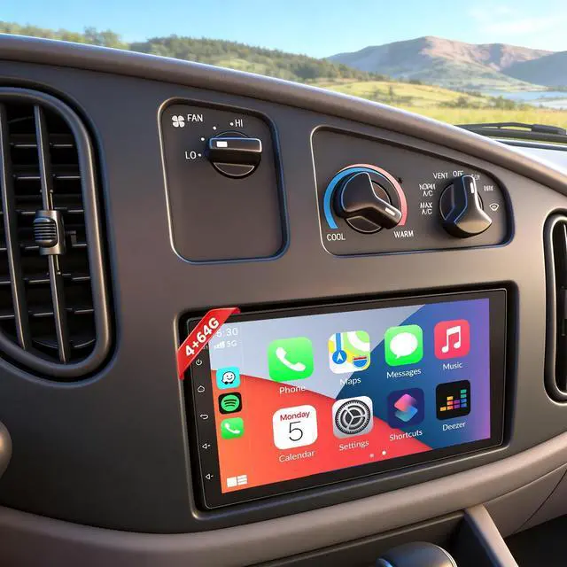 Main image of 7" Android 13 Car Stereo Radio for 1998-2008 Ford E-250 E-350 Super Duty | with Wireless CarPlay & Android Auto, Touch Carplay Screen for Car, Bluetooth/WiFi/GPS/FM/RDS/SWC/Backup Camera/Mic 4+64G