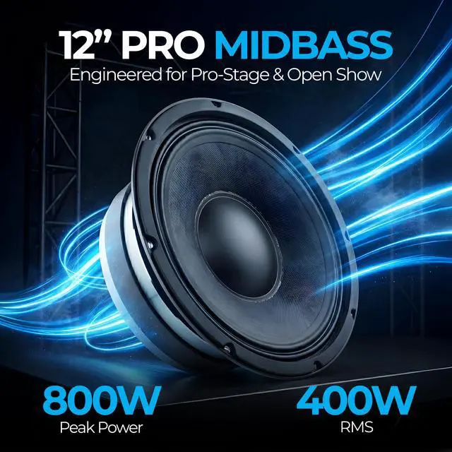 Alt view image 2 of 6 - MC12II 12 Mid-Range Speaker | 400W RMS / 800W Max, 8 Ohm, High SPL Pro Audio Driver, Loud Clear Vocals & Midrange, Car, Stage & PA Audio Upgrade