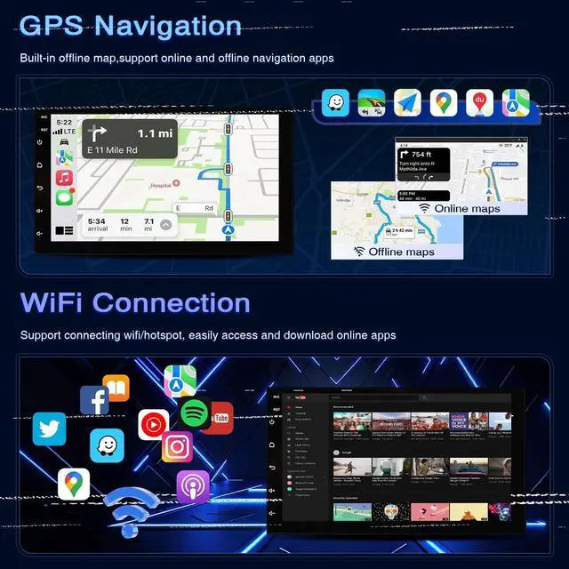 Alt view image 5 of 7 - 2+64 Car Radio for Chevrolet Trailblazer 2002 2003 2004 2005 2006-2009 | Car Stereo with Wireless Carplay Android Auto Bluetooth Touch Screen with WiFi FM GPS SWC Backup Camera