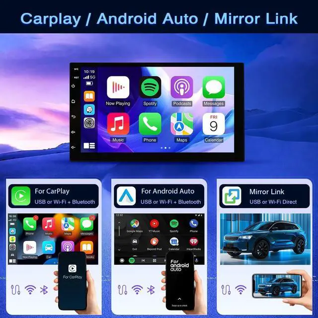 Alt view image 3 of 7 - 2+64 Car Radio for Chevrolet Trailblazer 2002 2003 2004 2005 2006-2009 | Car Stereo with Wireless Carplay Android Auto Bluetooth Touch Screen with WiFi FM GPS SWC Backup Camera