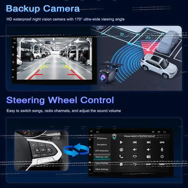 Alt view image 6 of 7 - 2+64 Car Radio for Chevrolet Trailblazer 2002 2003 2004 2005 2006-2009 | Car Stereo with Wireless Carplay Android Auto Bluetooth Touch Screen with WiFi FM GPS SWC Backup Camera