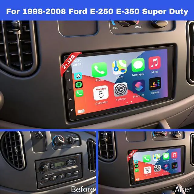 Alt view image 2 of 7 - 7" Android 13 Car Stereo Radio for 1998-2008 Ford E-250 E-350 Super Duty | with Wireless CarPlay & Android Auto, Touch Carplay Screen for Car, Bluetooth/WiFi/GPS/FM/RDS/SWC/Backup Camera/Mic 2+32G