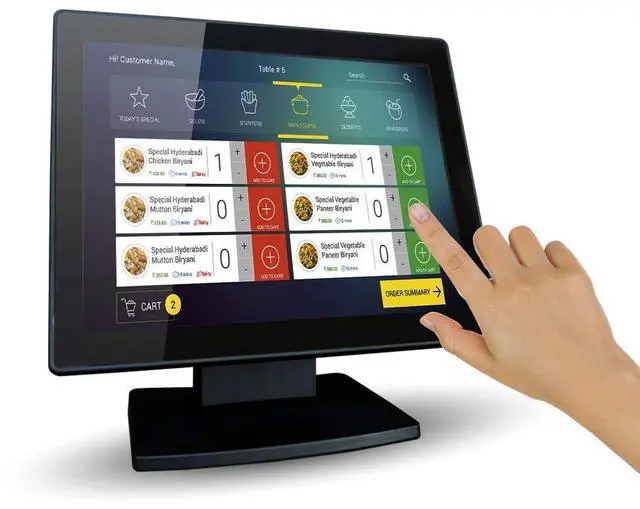 Main image of 12-Inch Capacitive Multi-Touch POS TFT LED Touchscreen Monitor, True Flat Seamless Design with Adjustable POS Stand for Retail Restaurant, HDMI & VGA Inputs, High Resolution 1024 x 768
