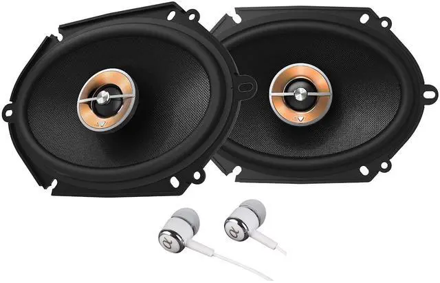 Main image of Kappa 6X8"/5X7" 300 Watts Max (100 Watts RMS) 2-Way Coaxial Car Audio Stereo Multi Element Speakers with UniPivot Tweeters with Oversized Voice Coils - Pair Bundled with Alphasonik Earbuds