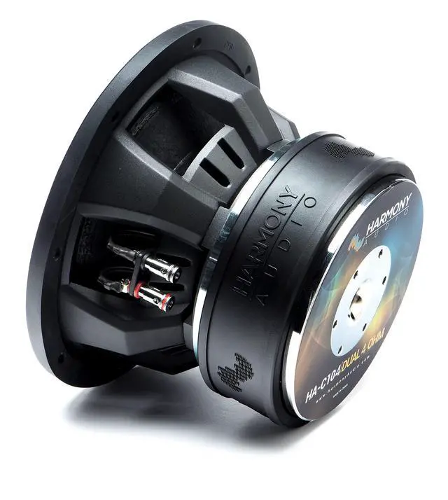 Alt view image 4 of 7 - 10" Car Subwoofer Dual 4 Ohm 2000W HA-C104 Carbon Sub SPL | 10 inch competition bass, DVC voice-coil design, sealed or ported box ready, deep low-end punch, loud vehicle stereo upgrade