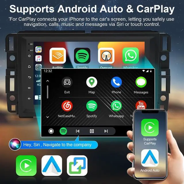 Alt view image 4 of 7 - Car Radio for Chevy Express Van 1500/2500/3500 2013-2025 Savana 2007-2025 | Double Din Wireless CarPlay Android Auto WiFi GPS Navigation 7" Touchscreen Bluetooth FM SWC Mirror Link Backup Camera