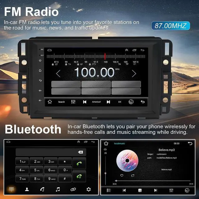 Alt view image 6 of 7 - Car Radio for Chevy Express Van 1500/2500/3500 2013-2025 Savana 2007-2025 | Double Din Wireless CarPlay Android Auto WiFi GPS Navigation 7" Touchscreen Bluetooth FM SWC Mirror Link Backup Camera