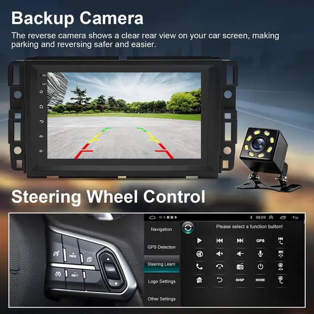 Alt view image 7 of 7 - Car Radio for Chevy Express Van 1500/2500/3500 2013-2025 Savana 2007-2025 | Double Din Wireless CarPlay Android Auto WiFi GPS Navigation 7" Touchscreen Bluetooth FM SWC Mirror Link Backup Camera