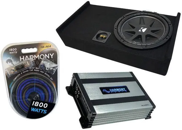 Main image of Compatible with 2009-2020 Ford F-150 Super Crew Truck Kicker Bundle Comp C12 Single 12" Sub Box Enclosure & Harmony HA-A400.1 Amp