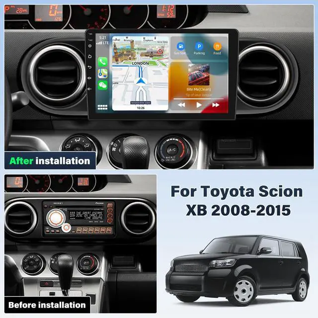 Alt view image 2 of 7 - 4+64GB Radio for Toyota Scion XB 2008 2009 2010 2011 2012 2013 2014 2015 with Wireless Carplay Android Auto, 9 Touch Screen for Scion XB Stereo Bluetooth, GPS, WiFi, SWC, Backup Cam