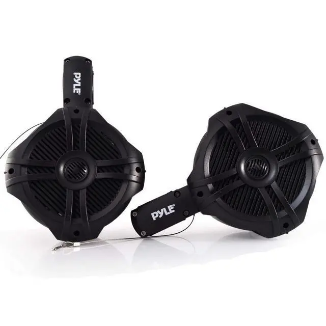 Alt view image 4 of 6 - Waterproof Marine Wakeboard Tower Speakers - 6.5 Dual Subwoofer Speaker Set and 1.0 Tweeters, LED Lights and 200 Watt Power - 2-way Boat Audio System with Mounting Bracket - PLMRWB65LEB (Black)