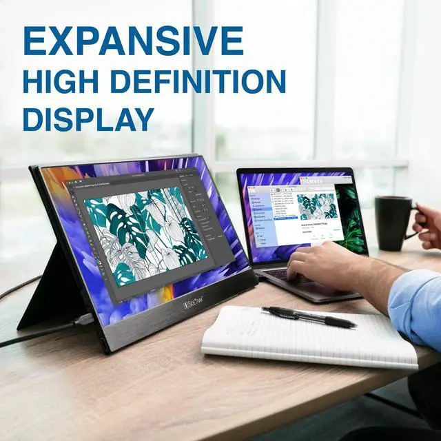 Alt view image 2 of 6 - Solo 17.3 Portable Monitor for Laptop | Freestanding Full HD LED USB Laptop Dual Screen with Cover | Compatible with Mac, PC, & Chrome | Powered by USB-C® or Mini HDMI