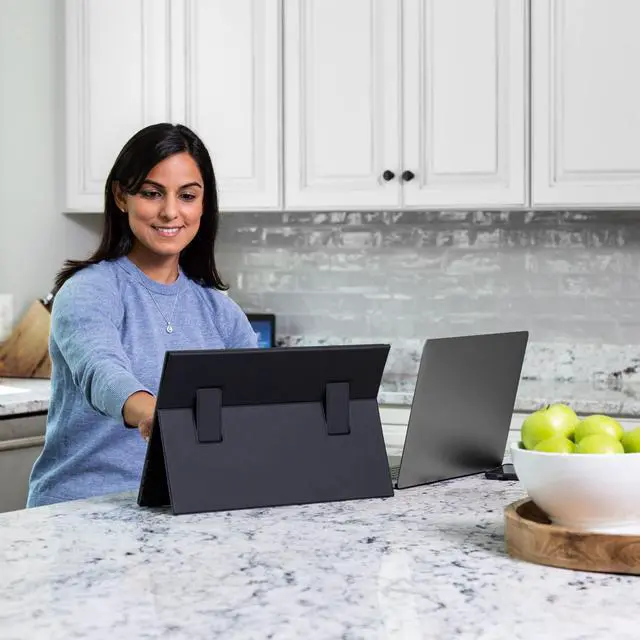 Alt view image 4 of 6 - Solo 17.3 Portable Monitor for Laptop | Freestanding Full HD LED USB Laptop Dual Screen with Cover | Compatible with Mac, PC, & Chrome | Powered by USB-C® or Mini HDMI