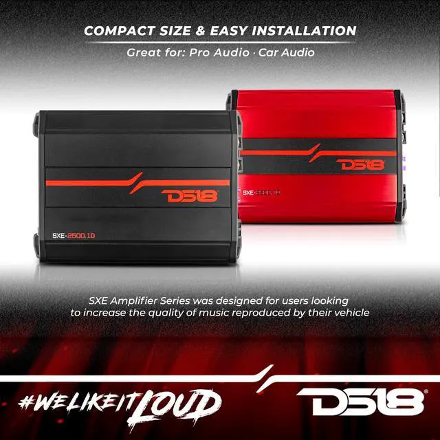 Alt view image 3 of 6 - SXE-2500.1D/BK Car Amplifier Class D 1-Channel Monoblock Amp 800 x 1 RMS @1 Ohm 2500 Watts - Powerful and Compact Amp for Speakers in Car Audio System
