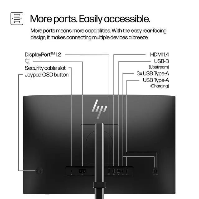 Alt view image 5 of 7 - HP Series 5 Pro 524pn Black & Silver Monitor 24" WUXGA IPS (9D9A7AA#ABA) | 5ms Response time, Anti-Glare, Flicker Free, VESA Mount (100mm), HDMI, DisplayPort & Dockztorm USB Port Expander