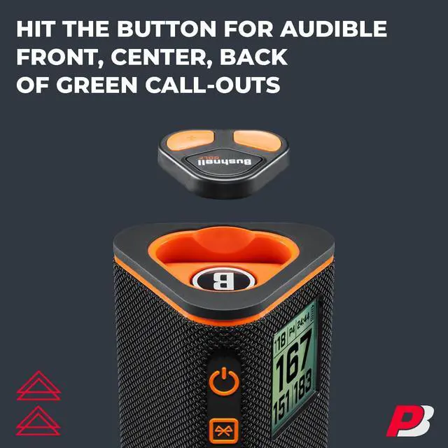 Alt view image 3 of 6 - Bushnell Wingman View Golf Speaker Pouch Bundle | Easy-to-Read LCD Display, Bluetooth Music & Audible GPS Distances | Includes Protective Wingman Pouch & Magnetic Cart Mount