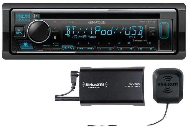 Main image of KDC-X305 CD Receiver, Bluetooth, Alexa Built-in, Front USB and AUX, Variable Illumination, SiriusXM Ready, Spotify, Pandora Link for iPhone or Android Phone | Plus SXV300V1 SiriusXM Tuner