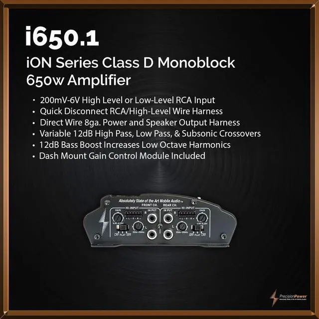 Alt view image 5 of 6 - i1000.4 650W Class D Full Range 4ch Amplifier,Black & Copper