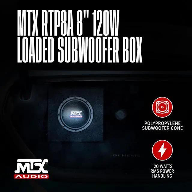 Alt view image 4 of 7 - Audio RTP8A 8" 120W Amplified Vented Loaded Car Subwoofer Enclosure | Single Heavy-Duty 12-Inch Subwoofer Enclosure for Car Audio Bass Systems, Vehicle Stereo Setup and Installation