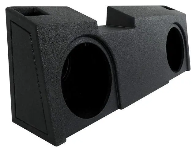 Alt view image 4 of 7 - REC118 Dual 10" Ported Sub Box, Bedliner Finish, 37Hz Tuning | 1.1 Cu Ft Per Sub, 8.5" Mount Depth, 3/4" MDF, Spring Loaded Terminals, for 2019-Current GM Crew/Double Cab