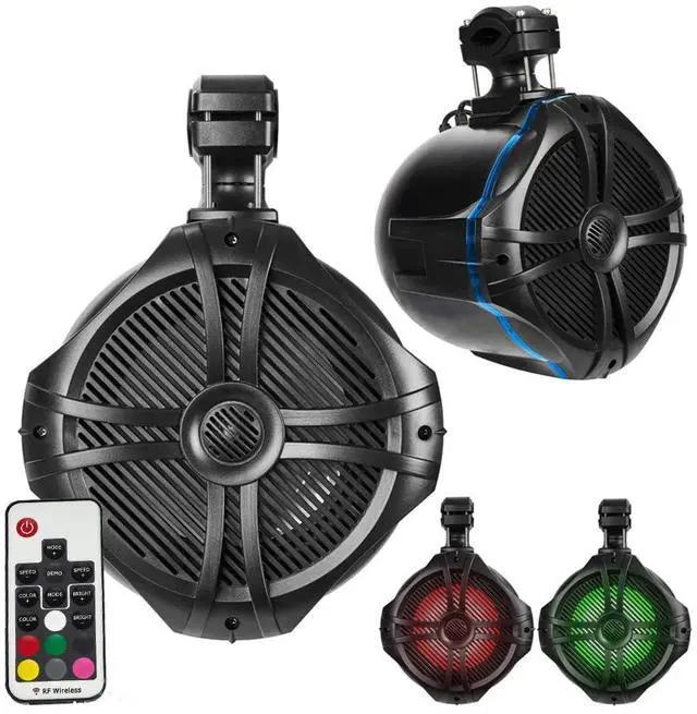 Main image of BT8RGB Pair of 600W (300W RMS) 8-inch Marine Tower Speakers with RGB Lights and Remote for Boats/ATV/UTV/Motorcycles/SxS/Golf Cart