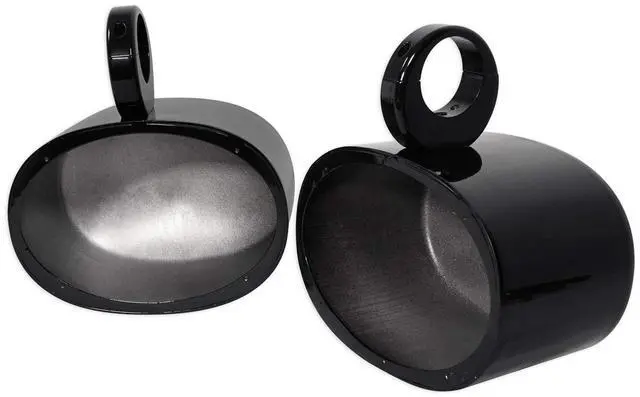 Alt view image 3 of 6 - MAC69B Pair 6x9 Polished Black Wakeboard Tower Enclosures | 6061 Aircraft Grade, Waterproof, Internally Wired, Universal Clamp Fits 2"-2.5" Towers, Mounting Hardware Included