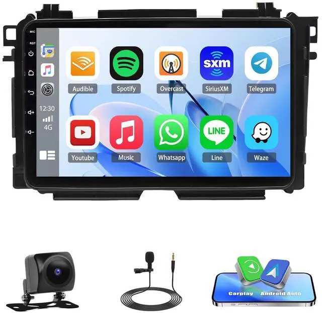 Main image of Android Car Stereo Radio for Honda Vezel XRV HRV 2014-2019 Radio Receiver | 9" Double Din IPS Touchscreen Radio with CarPlay Android Auto GPS Navigation WiFi Bluetooth FM SWC AHD Backup Camera MIC