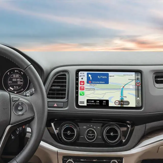 Alt view image 2 of 6 - Android Car Stereo Radio for Honda Vezel XRV HRV 2014-2019 Radio Receiver | 9" Double Din IPS Touchscreen Radio with CarPlay Android Auto GPS Navigation WiFi Bluetooth FM SWC AHD Backup Camera MIC