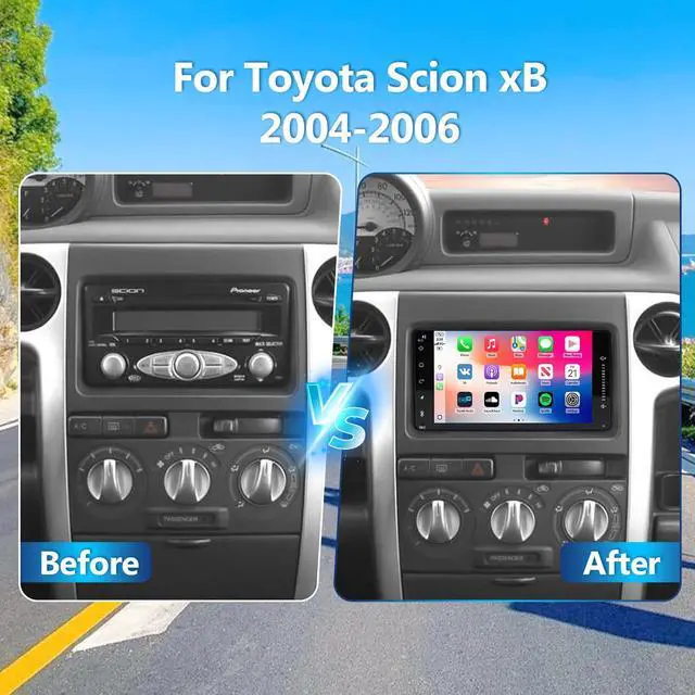 Alt view image 2 of 7 - 4G+64G Double Din Car Radio for Toyota Scion xB 2004-2006, 7" Upgrade Android 14 HD Touch Screen for Scion xB Car Stereo w/JBL Wireless CarPlay Android Auto GPS Bluetooth WiFi FM RDS SWC Backup Camera