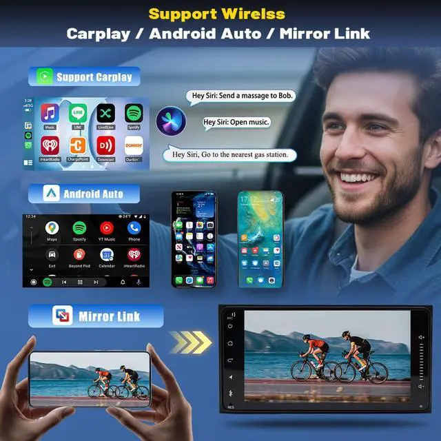 Alt view image 6 of 7 - 4G+64G Double Din Car Radio for Toyota Scion xB 2004-2006, 7" Upgrade Android 14 HD Touch Screen for Scion xB Car Stereo w/JBL Wireless CarPlay Android Auto GPS Bluetooth WiFi FM RDS SWC Backup Camera