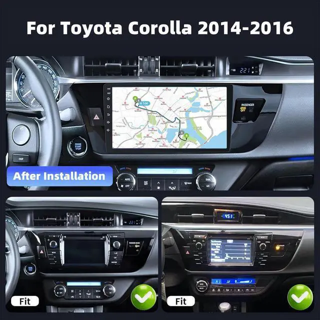 Alt view image 2 of 7 - 10" Android 13 Car Radio Stereo for Toyota Corolla 2014-2016 | Head Unit Touch Screen Stereo with Wireless CarPlay & Android Auto, Bluetooth/WiFi/GPS/SWC/FM/RDS/Backup Camera 2+64G
