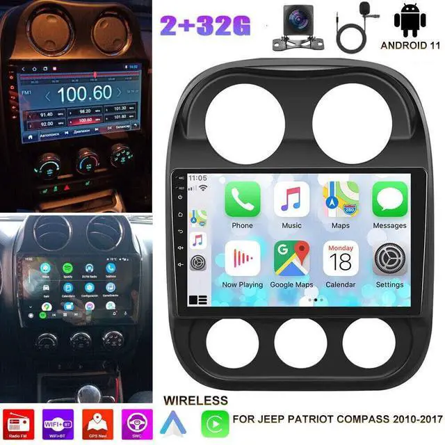 Alt view image 2 of 7 - 10 inch Car Stereo Radio for Jeep Compass Patriot 2010-2016 Car Radio with Carplay Android Auto, GPS Navigation/Bluetooth/FM/Backup Camera/WiFi/SWC/HiFi