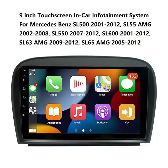 Alt view image 4 of 7 - 4+64G Car Radio for Benz SL500 SL550 SL600 SL55 AMG SL63 SL65 2001-2012 | Android 13 9" Car Stereo Touch Screen with CarPlay & Android Auto, Support GPS Navigation/WiFi/Backup Camera