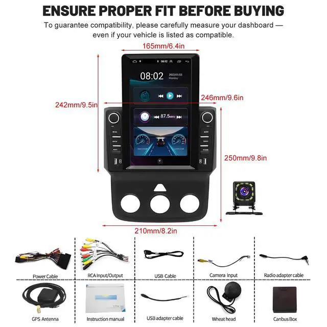 Alt view image 7 of 7 - Android 13 Double Din Car Stereo Radio for Dodge Ram 2013-2019 with Wireless Carplay Android Auto 9.7 in Touchscreen for Dodge Ram Car Stereo GPS Bluetooth WiFi FM RDS DSP SWC-2+64G