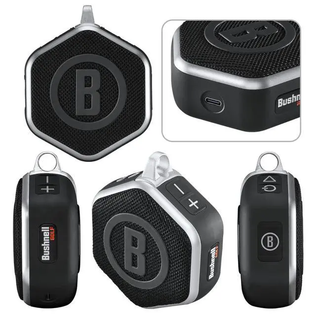 Alt view image 2 of 6 - Bushnell Wingman Mini Black/Silver GPS Bluetooth Speaker with Cleaning Cloth and Wall/Car Chargers Bundle