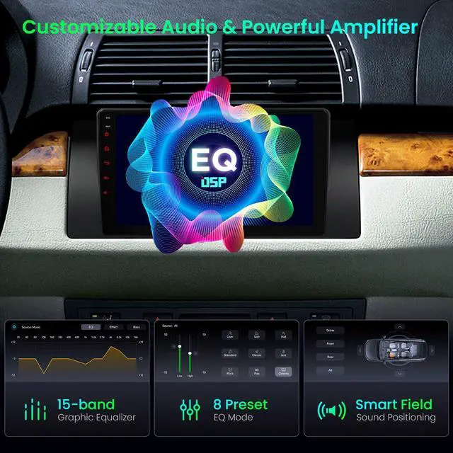 Alt view image 7 of 7 - Android 14 Car Stereo for BMW X5 E53 1999-2006, 9 Inch Touch Screen Car Radio GPS Navigation Bluetooth Built-in DSP Head Unit Wireless CarPlay Android Auto (4+64GB)