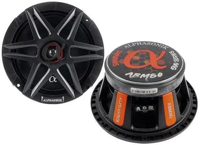 Main image of 1 Pair of ABM80 DYNAMIS Series 8" 800 Watts Max 200 Watts RMS Mid-Range Car Audio Speaker 4-Ohm Cloth Surround, Non Pressed Paper Cone, Ferrite Magnet, and Grille Included