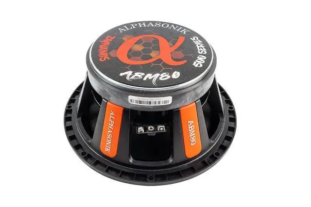Alt view image 6 of 6 - 1 Pair of ABM80 DYNAMIS Series 8" 800 Watts Max 200 Watts RMS Mid-Range Car Audio Speaker 4-Ohm Cloth Surround, Non Pressed Paper Cone, Ferrite Magnet, and Grille Included