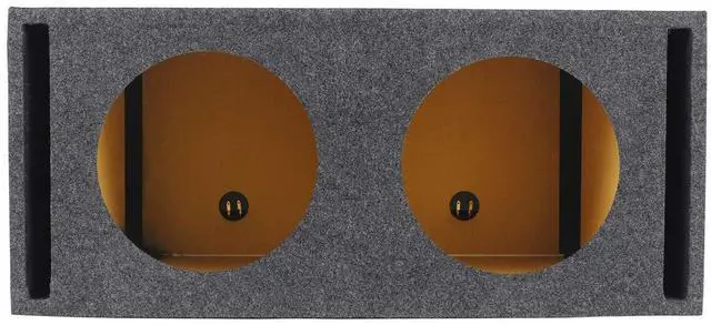 Main image of RDV12M Dual 12" Vented w/Divided Chambers 2.0 Cu Ft/Side Sub Enclosure | 2.0 Cu Ft/Side, Gold Spring Terminals, 41Hz Tuning, Made in USA, 3/4" MDF, 11" Mounting Depth, Precision Cut, Carpeted