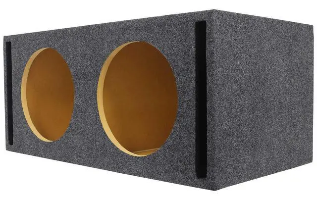 Alt view image 3 of 5 - RDV12M Dual 12" Vented w/Divided Chambers 2.0 Cu Ft/Side Sub Enclosure | 2.0 Cu Ft/Side, Gold Spring Terminals, 41Hz Tuning, Made in USA, 3/4" MDF, 11" Mounting Depth, Precision Cut, Carpeted