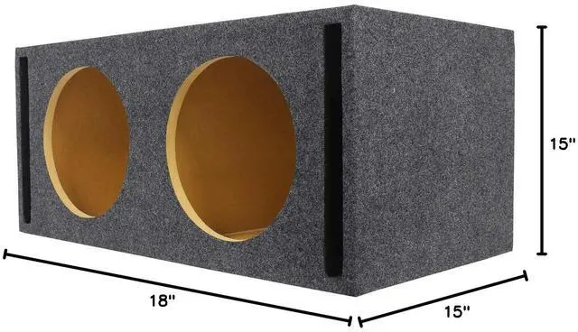 Alt view image 5 of 5 - RDV12M Dual 12" Vented w/Divided Chambers 2.0 Cu Ft/Side Sub Enclosure | 2.0 Cu Ft/Side, Gold Spring Terminals, 41Hz Tuning, Made in USA, 3/4" MDF, 11" Mounting Depth, Precision Cut, Carpeted