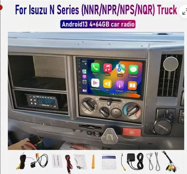 Alt view image 2 of 6 - 7" Android 15 Car Radio for Isuzu N Series NNR NPR NPS NQR Truck 2009-2020, 2+64G Touch Screen Double Din Stereo with Wireless Carplay Android Auto Backup Camera WiFi Bluetooth FM RDS DSP