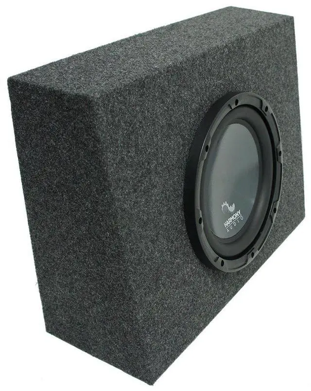 Main image of Single 10" Sub Box Regular Cab Truck Subwoofer Enclosure | Bass upgrade for standard pickups, tucks behind the seat, easy car stereo install, strong low-end sound, 10 inch size
