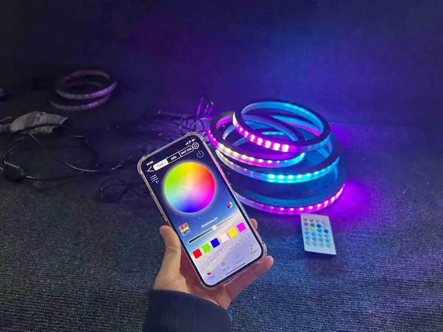 Alt view image 2 of 6 - 4PCS 12" Dream Color Chasing Flow Illuminated LED Speaker Rings Lights Set with 1/2" Spacer, for Boat, Car, Truck and Slingshot Audio Speaker Rings Lights